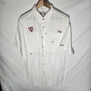Columbia PFG, Texas A&M, Mens XL, White, Short Sleeve